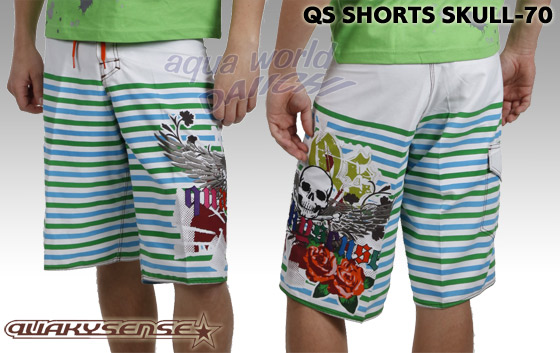 QUAKYSENSE QS SHORTS GREEN SKULL {[hV[c