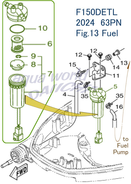 F150DETL2024年式 燃料フィルターパーツ図 6P3-24560-04