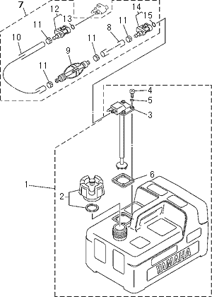 ヤマハ船外機用燃料タンク12L & 燃料ホース　パーツ図